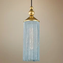 Mitzi Scarlett 5" Wide Gold Leaf And Blue Mini Pendant