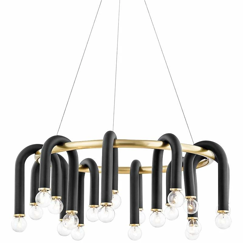 Mitzi Whit 28 3/4"W 20-Light Aged Brass And Black Chandelier 4 Mitzi Whit 28 3/4"W 20-Light Aged Brass And Black Chandelier - Image 2