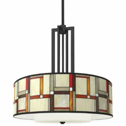 Modern Squares Carey 24" Black 4-Light Chandelier