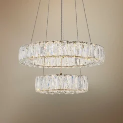 Monroe 17 3/4" Wide Gold And Crystal 2-Tier LED Chandelier