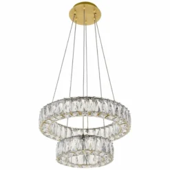 Monroe 17 3/4" Wide Gold And Crystal 2-Tier LED Chandelier -Outlet The Radiantix Store monroe 17 and three quarter inch wide gold and crystal 2 tier led chandelier 78k60views1