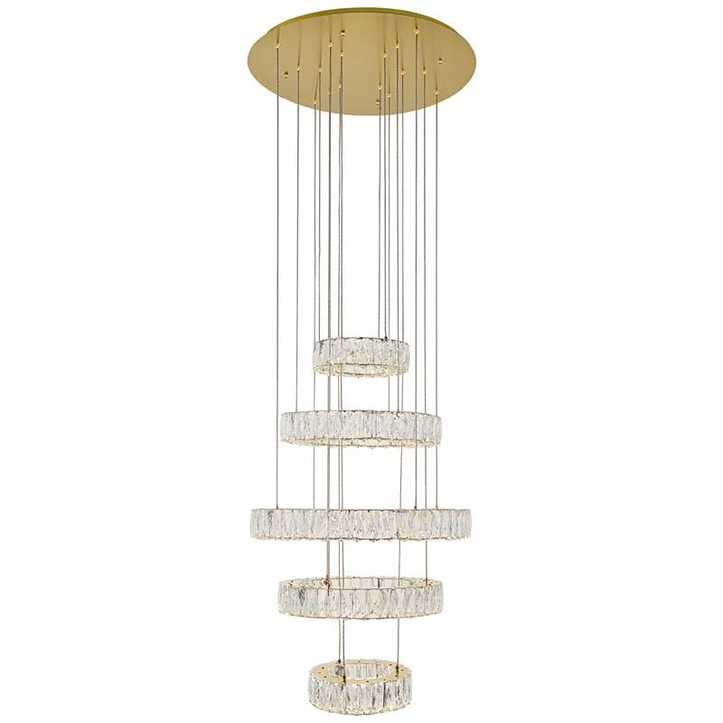 Monroe 25 1/2" Wide Gold And Crystal 5-Tier LED Chandelier 4 Monroe 25 1/2" Wide Gold And Crystal 5-Tier LED Chandelier - Image 2