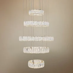 Monroe 25 1/2" Wide Gold And Crystal 5-Tier LED Chandelier