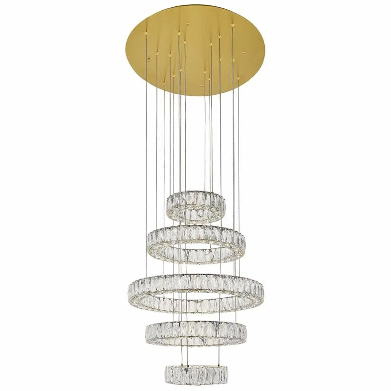 Monroe 25 1/2" Wide Gold And Crystal 5-Tier LED Chandelier 5 Monroe 25 1/2" Wide Gold And Crystal 5-Tier LED Chandelier - Image 3