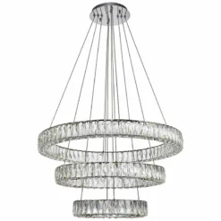 Monroe 31 1/2" Wide Chrome 3-Ring LED Chip Pendant