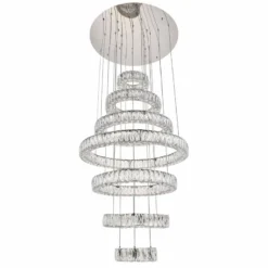 Monroe 33 1/2" Wide Chrome And Crystal 7-Tier LED Chandelier -Outlet The Radiantix Store monroe 33 and one half inch wide chrome and crystal 7 tier led chandelier 77h96views1