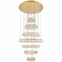 Monroe 34" Wide Gold And Crystal 7-Tier LED Chandelier -Outlet The Radiantix Store monroe 34 inch wide gold and crystal 7 tier led chandelier 77h97
