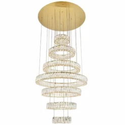 Monroe 34" Wide Gold And Crystal 7-Tier LED Chandelier -Outlet The Radiantix Store monroe 34 inch wide gold and crystal 7 tier led chandelier 77h97views1