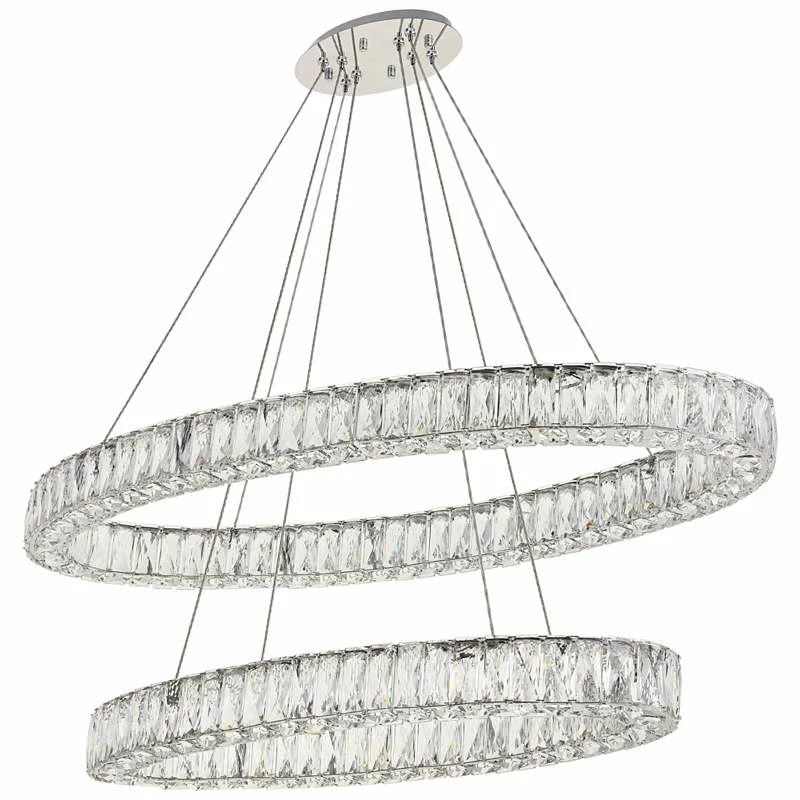 Monroe 41" Wide Chrome And Crystal 2-Tier LED Ring Chandelier 5 Monroe 41" Wide Chrome And Crystal 2-Tier LED Ring Chandelier - Image 3