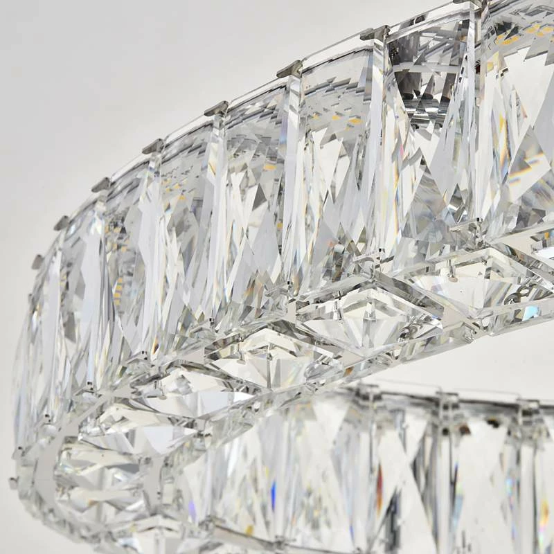 Monroe 41" Wide Chrome And Crystal 2-Tier LED Ring Chandelier 6 Monroe 41" Wide Chrome And Crystal 2-Tier LED Ring Chandelier - Image 4