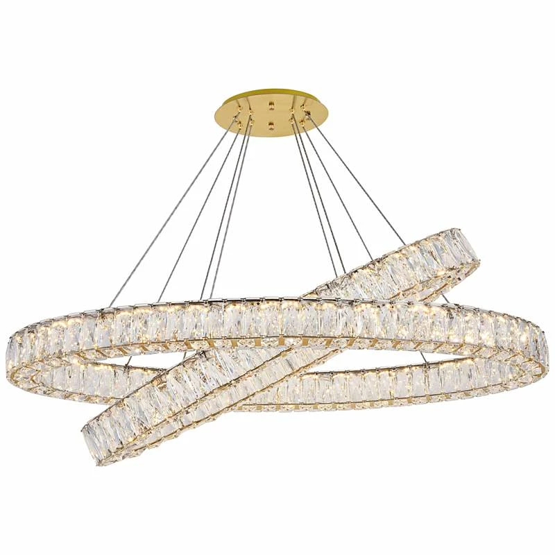 Monroe 41" Wide Gold And Crystal 2-Tier Oval LED Chandelier 4 Monroe 41" Wide Gold And Crystal 2-Tier Oval LED Chandelier - Image 2