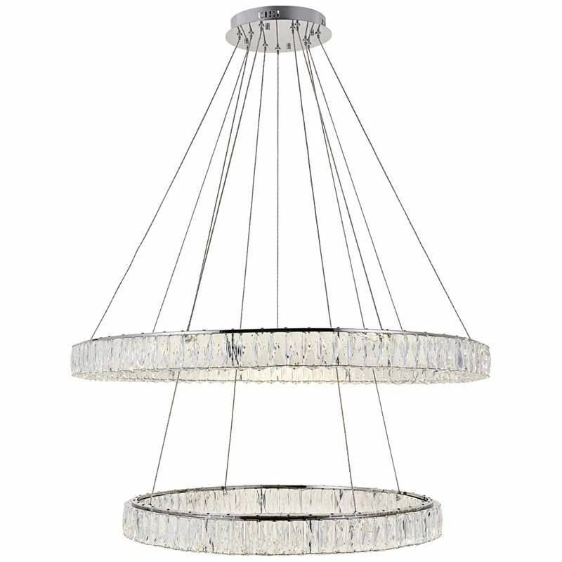 Monroe 42" Wide Chrome And Crystal 2-Tier LED Chandelier 4 Monroe 42" Wide Chrome And Crystal 2-Tier LED Chandelier - Image 2