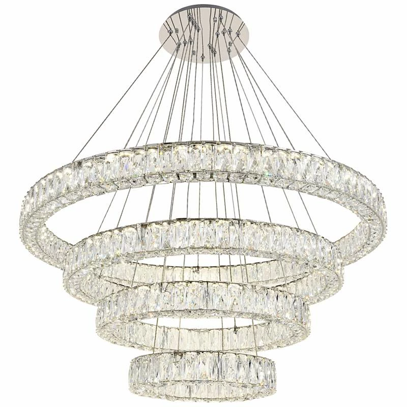Monroe 42" Wide Chrome And Crystal 4-Tier LED Chandelier 4 Monroe 42" Wide Chrome And Crystal 4-Tier LED Chandelier - Image 2