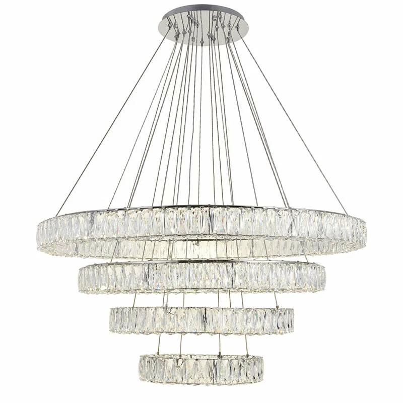 Monroe 42" Wide Chrome And Crystal 4-Tier LED Chandelier 5 Monroe 42" Wide Chrome And Crystal 4-Tier LED Chandelier - Image 3