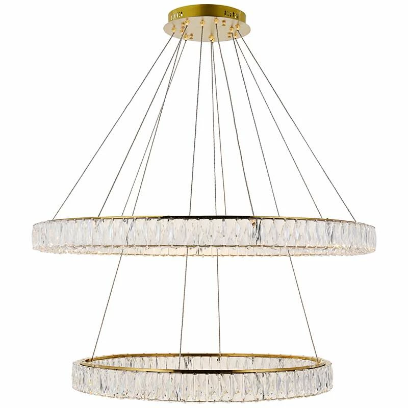 Monroe 42" Wide Gold And Crystal 2-Tier LED Ring Chandelier 4 Monroe 42" Wide Gold And Crystal 2-Tier LED Ring Chandelier - Image 2