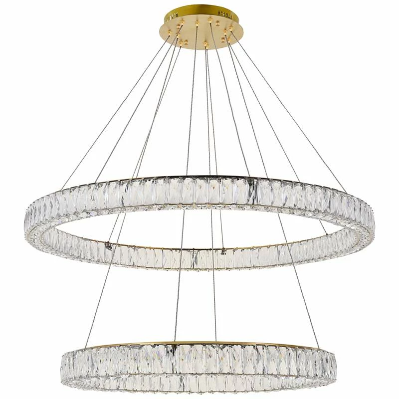 Monroe 42" Wide Gold And Crystal 2-Tier LED Ring Chandelier 5 Monroe 42" Wide Gold And Crystal 2-Tier LED Ring Chandelier - Image 3