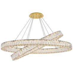 Monroe 48" Wide Gold And Crystal 2-Tier Oval LED Chandelier -Outlet The Radiantix Store monroe 48 inch wide gold and crystal 2 tier oval led chandelier 78k97views1