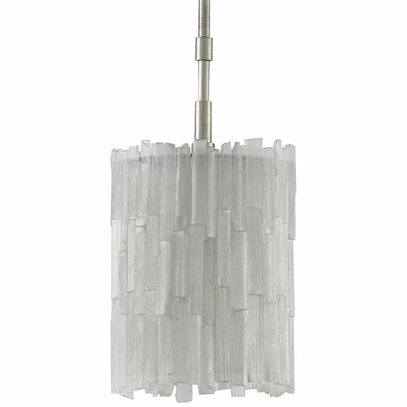 Moonstone 8" Wide Silver Leaf Selenite Crystal Mini Pendant 3 Moonstone 8" Wide Silver Leaf Selenite Crystal Mini Pendant