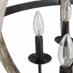 Navejo 27" Wide Antique Wood 6-Light Globe Chandelier -Outlet The Radiantix Store navejo 27 inch wide antique wood 6 light globe chandelier 498e5views2