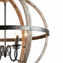 Navejo 27" Wide Antique Wood 6-Light Globe Chandelier -Outlet The Radiantix Store navejo 27 inch wide antique wood 6 light globe chandelier 498e5views3