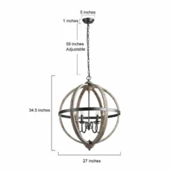 Navejo 27" Wide Antique Wood 6-Light Globe Chandelier -Outlet The Radiantix Store navejo 27 inch wide antique wood 6 light globe chandelier 498e5views4