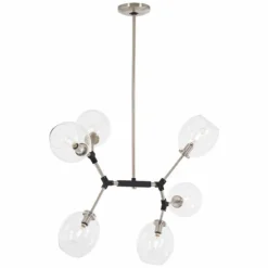 Nexpo 21 1/2" Wide Brushed Nickel And Black 6-Light Pendant