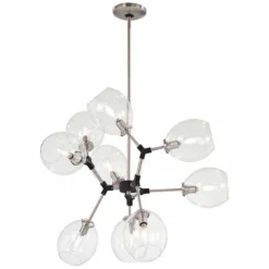 Nexpo 30" Wide Brushed Nickel And Black 9-Light Chandelier