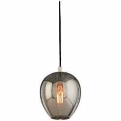 Troy Odyssey 7" Wide Black And Smoked Glass Mini Pendant