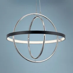 ELAN Orb 21 1/4" Wide Matte Black And Polished Nickel LED Pendant