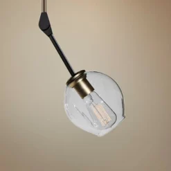 Organic 6 1/4" Wide Black And Vintage Brass Mini Pendant