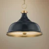 Painted No.1 18"W Aged Brass Pendant With Darkest Blue Shade -Outlet The Radiantix Store painted no 1 18 inchw aged brass pendant with darkest blue shade 65e02cropped