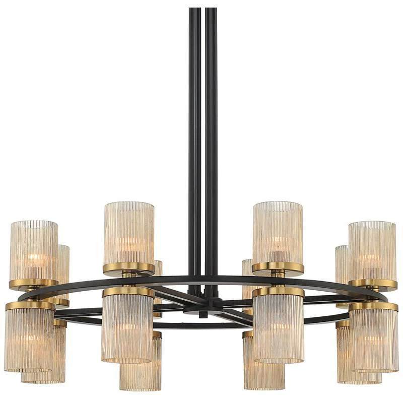 Palais 35 1/2" Wide Matte Black Brass 16-Light Chandelier 5 Palais 35 1/2" Wide Matte Black Brass 16-Light Chandelier - Image 3