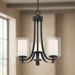 Parsons Studio 18" Wide Sand Black Coal 3-Light Chandelier