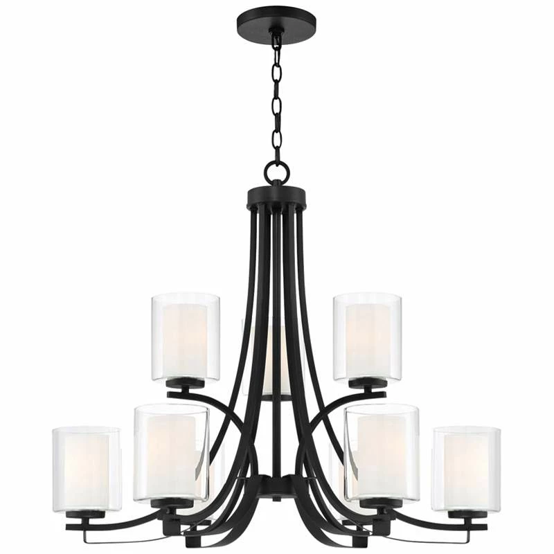 Parsons Studio 31 1/2"W Sand Coal 9-Light 2-Tier Chandelier 4 Parsons Studio 31 1/2"W Sand Coal 9-Light 2-Tier Chandelier - Image 2