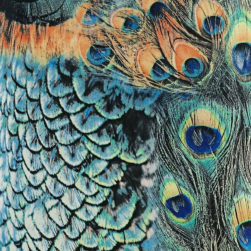 Peacock Print 16" Wide Antique Brass Shaded Pendant Light 4 Peacock Print 16" Wide Antique Brass Shaded Pendant Light - Image 2