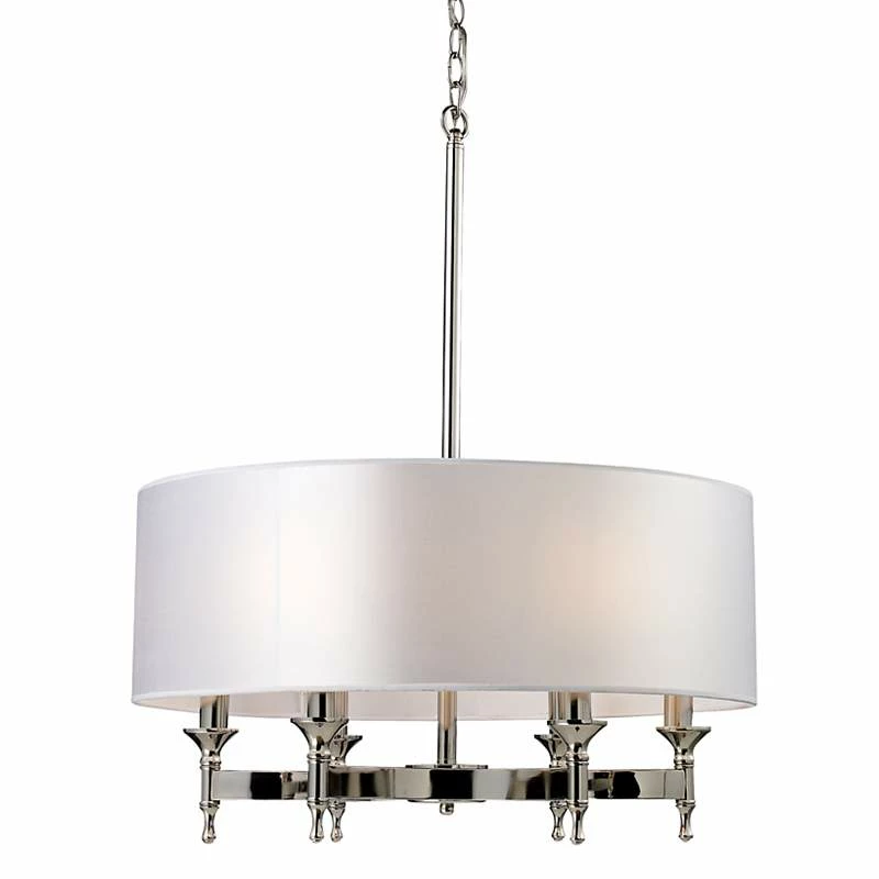 Pembroke 6-Light 24" Wide Polished Nickel Drum Chandelier 5 Pembroke 6-Light 24" Wide Polished Nickel Drum Chandelier - Image 3