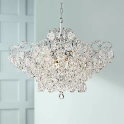 Petunia 28" Wide Chrome Crystal Chandelier -Outlet The Radiantix Store petunia 28 inch wide chrome crystal chandelier 14a17cropped