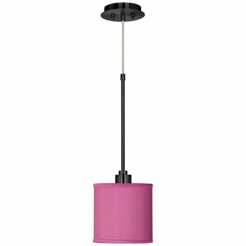 Pink Orchid Faux Silk Giclee Black Mini Pendant Light 4 Pink Orchid Faux Silk Giclee Black Mini Pendant Light - Image 2