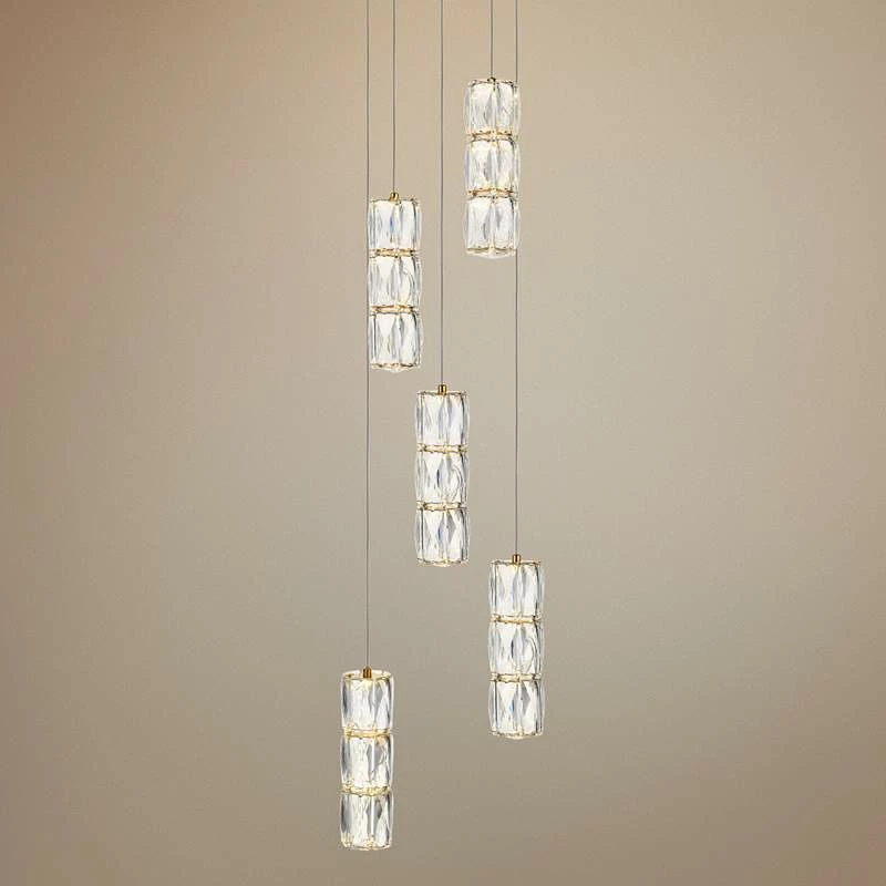 Polaris 12" Wide Gold And Crystal LED Multi Light Pendant 3 Polaris 12" Wide Gold And Crystal LED Multi Light Pendant