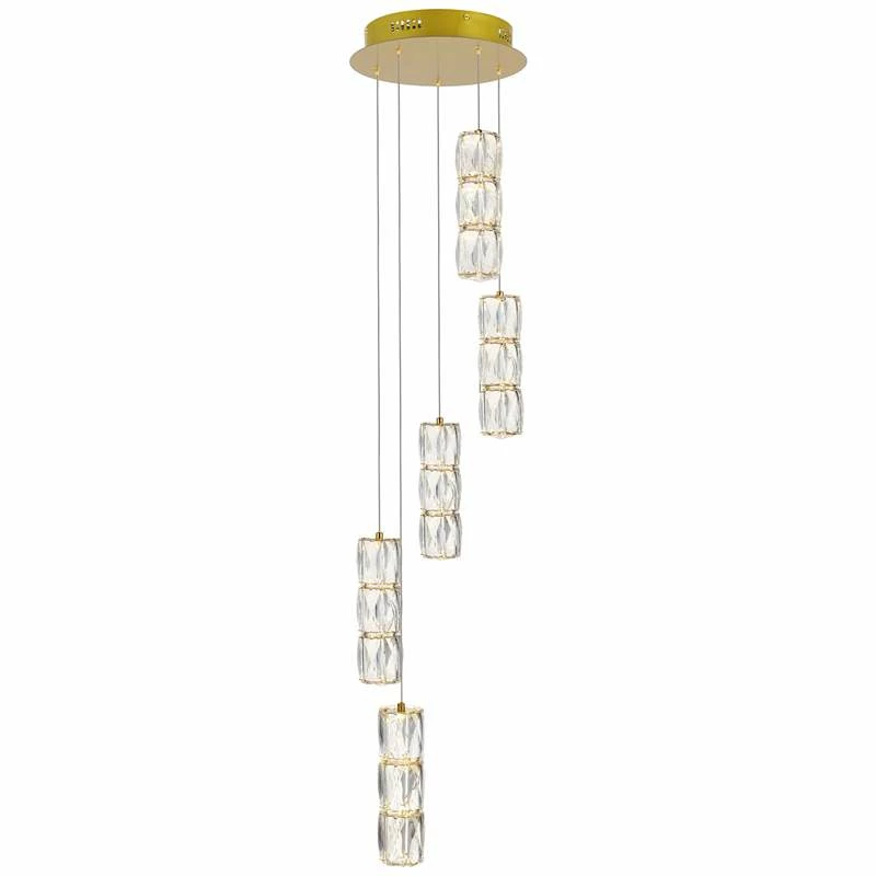 Polaris 12" Wide Gold And Crystal LED Multi Light Pendant 5 Polaris 12" Wide Gold And Crystal LED Multi Light Pendant - Image 3