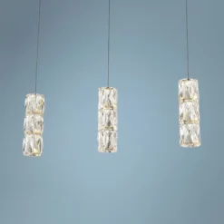 Polaris 27 1/2" Wide Chrome Crystal LED Multi Light Pendant