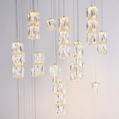 Polaris 28" Wide Gold And Crystal LED Multi Light Pendant -Outlet The Radiantix Store polaris 28 inch wide gold and crystal led multi light pendant 77h85views1