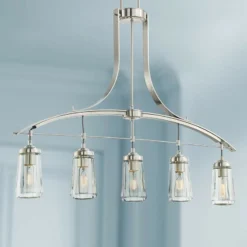Poleis 39" Wide Brushed Nickel Kitchen Island Light Chandelier