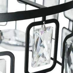 Polia 16 1/2" Wide Black Metal 4-Light Drum Chandelier -Outlet The Radiantix Store polia 16 and one half inch wide black metal 4 light drum chandelier 663p5views1