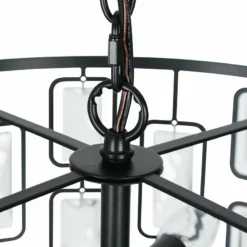 Polia 16 1/2" Wide Black Metal 4-Light Drum Chandelier -Outlet The Radiantix Store polia 16 and one half inch wide black metal 4 light drum chandelier 663p5views3