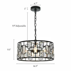 Polia 16 1/2" Wide Black Metal 4-Light Drum Chandelier -Outlet The Radiantix Store polia 16 and one half inch wide black metal 4 light drum chandelier 663p5views4