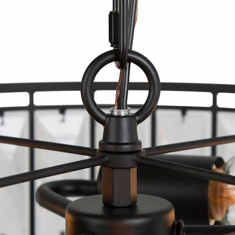 Polia 16" Wide Black Metal 3-Light Drum Chandelier 6 Polia 16" Wide Black Metal 3-Light Drum Chandelier - Image 4