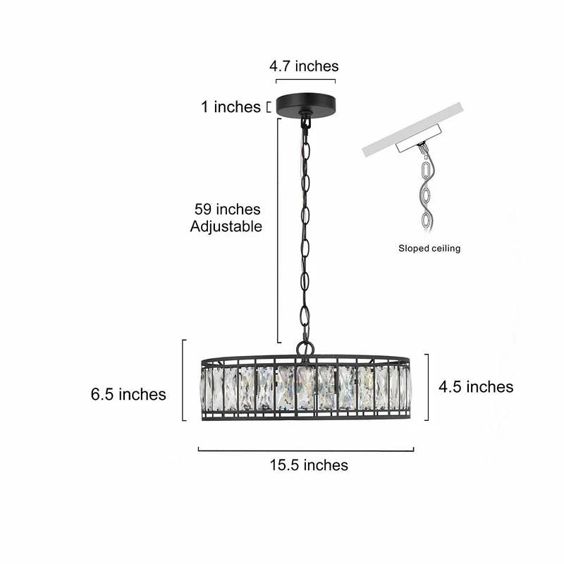 Polia 16" Wide Black Metal 3-Light Drum Chandelier 7 Polia 16" Wide Black Metal 3-Light Drum Chandelier - Image 5