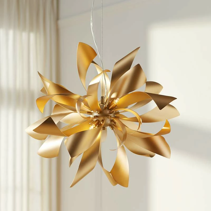 Possini Euro Baldwin 25 1/2" Wide Gold 6-Light Pendant 3 Possini Euro Baldwin 25 1/2" Wide Gold 6-Light Pendant