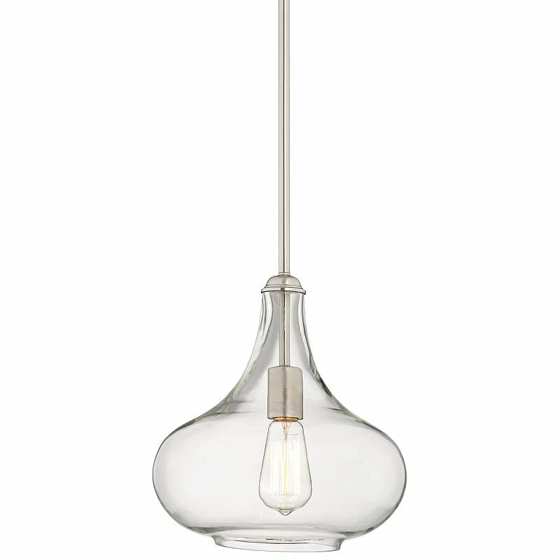 Possini Euro Belford 11" Brushed Nickel Handcrafted Glass Mini Pendant 4 Possini Euro Belford 11" Brushed Nickel Handcrafted Glass Mini Pendant - Image 2